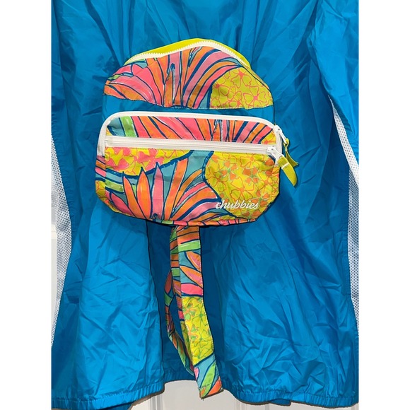 Chubbies Mens Packable Windbreaker Jacket Blue Yellow Tropical Floral XXL Anorak - Picture 5 of 6